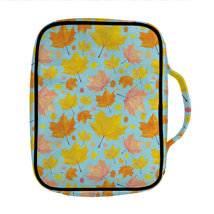 Pastel Maple Leaves Pattern Print Front Pocket Bible Bag