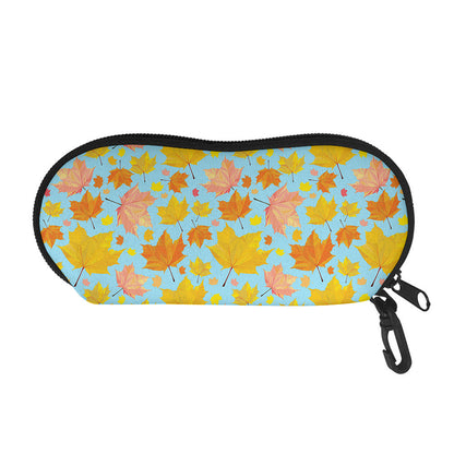 Pastel Maple Leaves Pattern Print Glasses Case