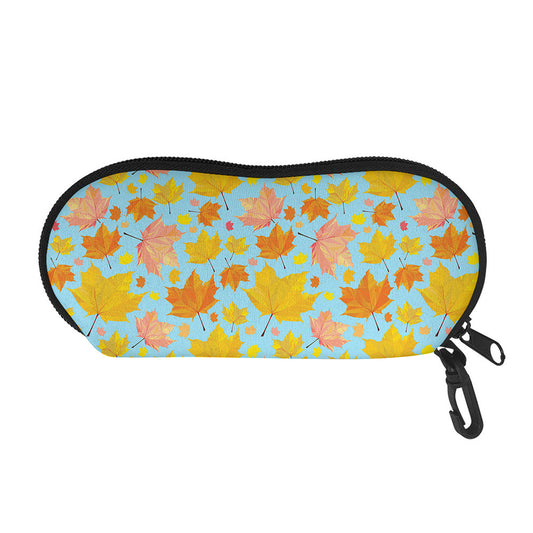 Pastel Maple Leaves Pattern Print Glasses Case