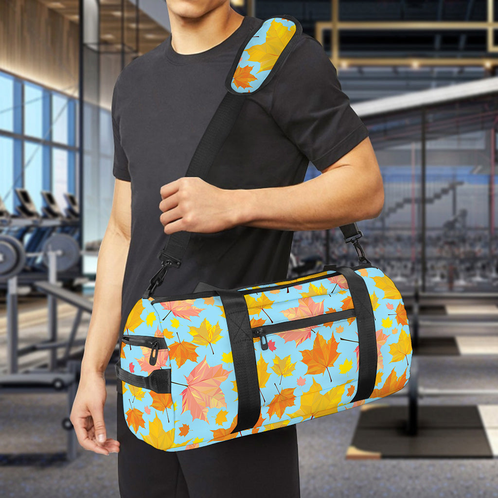 Pastel Maple Leaves Pattern Print Gym Bag