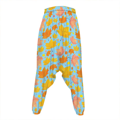 Pastel Maple Leaves Pattern Print Hammer Pants