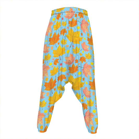 Pastel Maple Leaves Pattern Print Hammer Pants