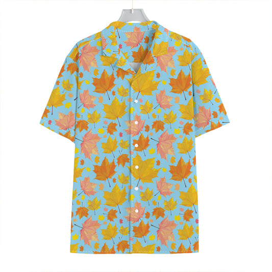 Pastel Maple Leaves Pattern Print Hawaiian Shirt
