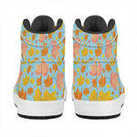 Pastel Maple Leaves Pattern Print High Top Leather Sneakers