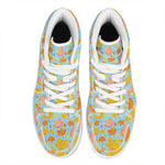 Pastel Maple Leaves Pattern Print High Top Leather Sneakers