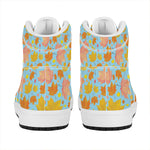 Pastel Maple Leaves Pattern Print High Top Leather Sneakers