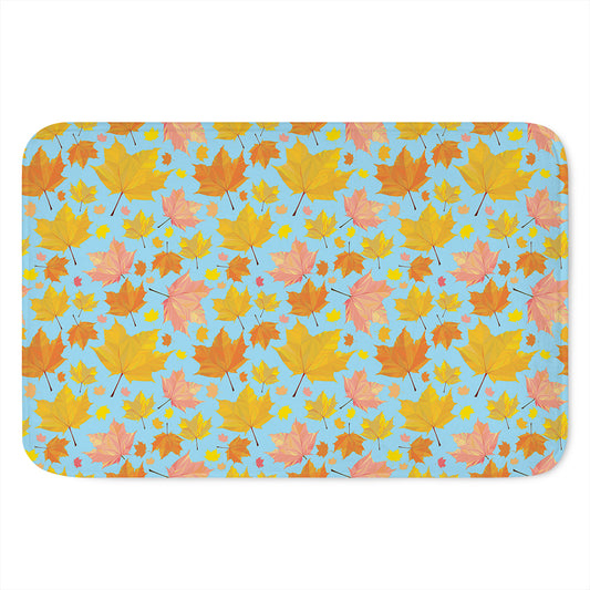Pastel Maple Leaves Pattern Print Indoor Door Mat