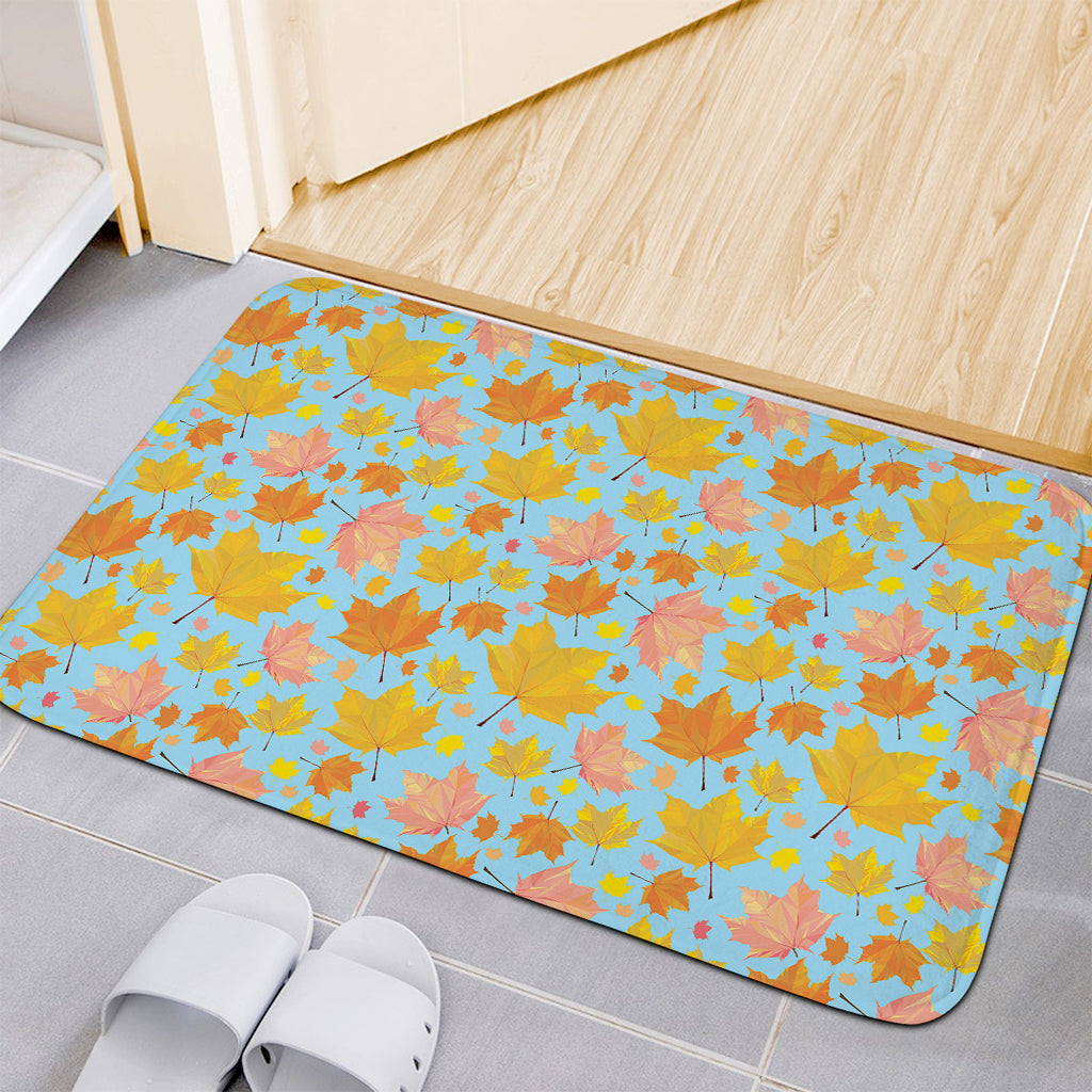 Pastel Maple Leaves Pattern Print Indoor Door Mat