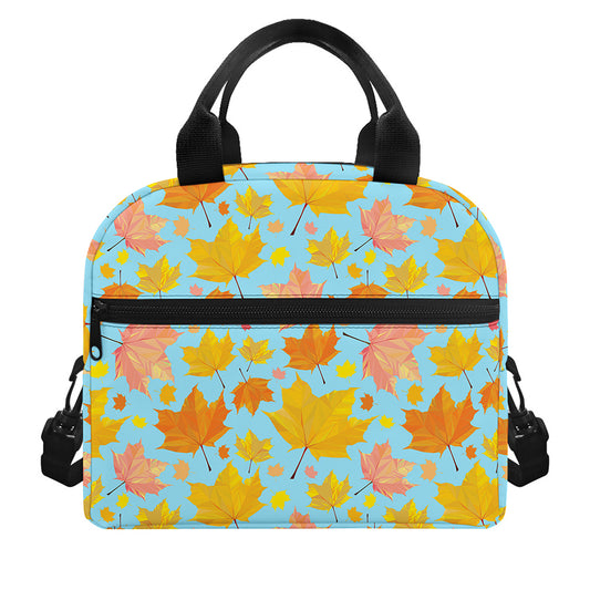 Pastel Maple Leaves Pattern Print Insulated Lunch Bag