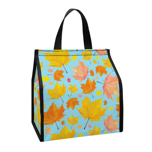 Pastel Maple Leaves Pattern Print Insulated Lunch Tote