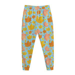 Pastel Maple Leaves Pattern Print Jogger Pants