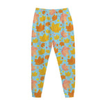 Pastel Maple Leaves Pattern Print Jogger Pants