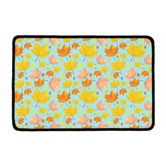 Pastel Maple Leaves Pattern Print Kitchen Mat