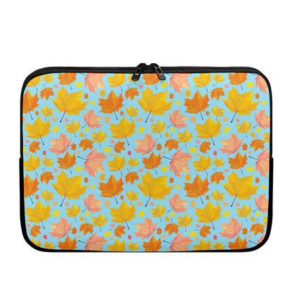 Pastel Maple Leaves Pattern Print Laptop Sleeve