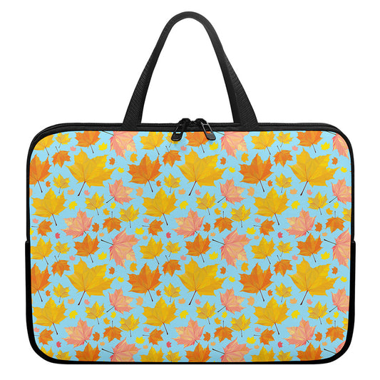 Pastel Maple Leaves Pattern Print Laptop Sleeve With Handle