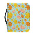 Pastel Maple Leaves Pattern Print Leather Bible Cover