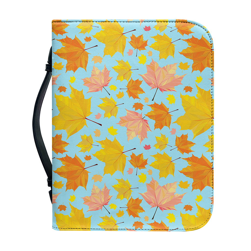 Pastel Maple Leaves Pattern Print Leather Bible Cover