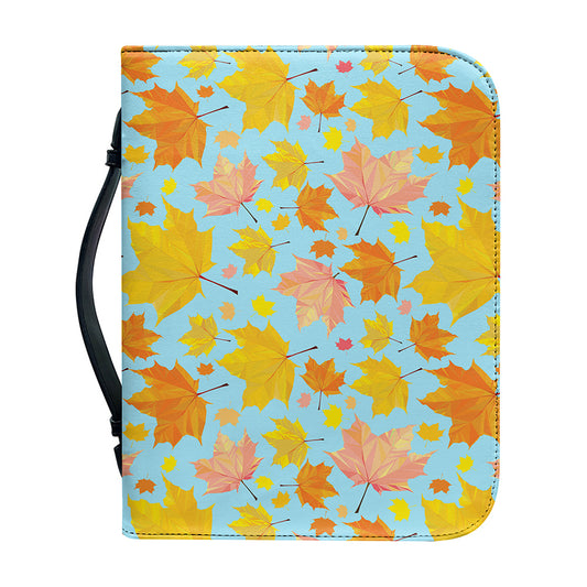 Pastel Maple Leaves Pattern Print Leather Bible Cover