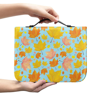 Pastel Maple Leaves Pattern Print Leather Bible Cover