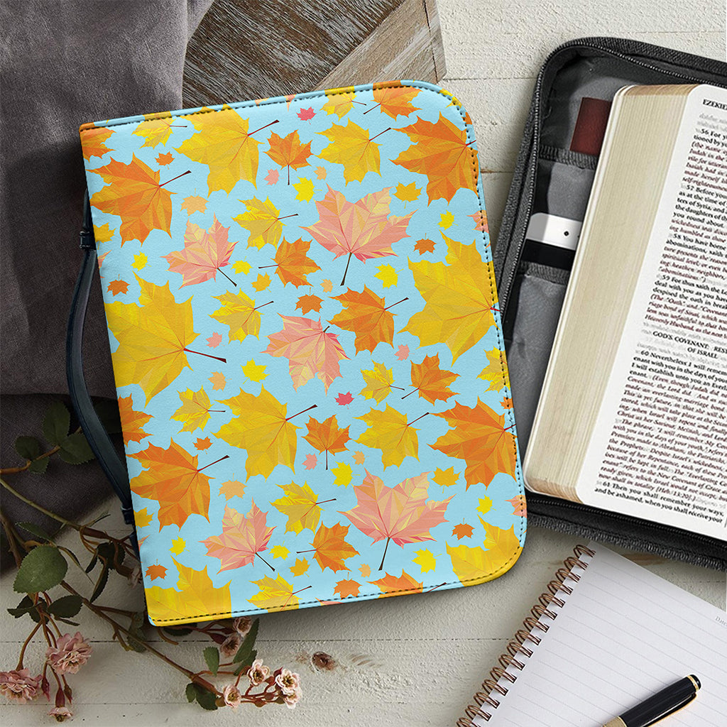 Pastel Maple Leaves Pattern Print Leather Bible Cover