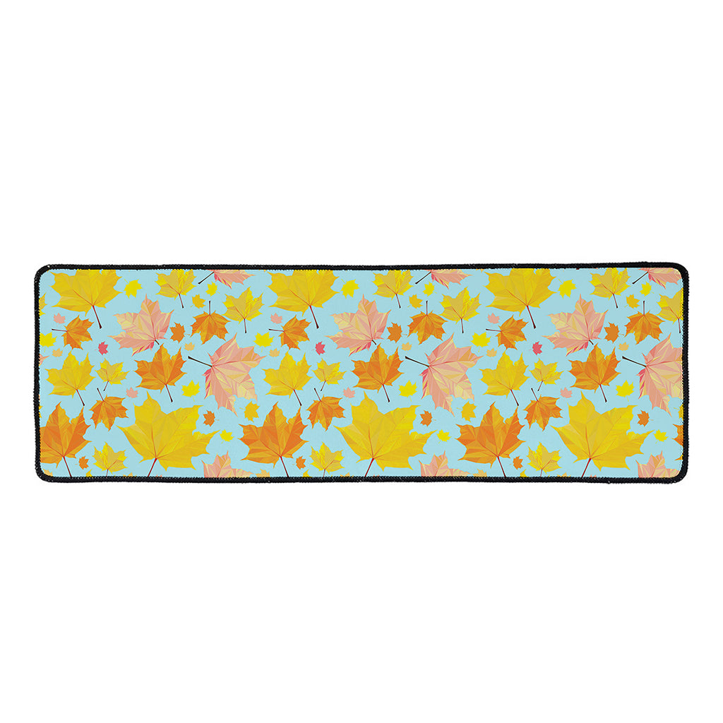Pastel Maple Leaves Pattern Print Long Kitchen Mat