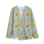 Pastel Maple Leaves Pattern Print Long Sleeve Short Coat