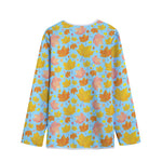 Pastel Maple Leaves Pattern Print Long Sleeve Short Coat