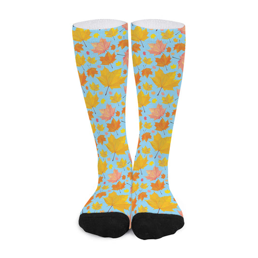 Pastel Maple Leaves Pattern Print Long Socks