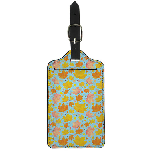 Pastel Maple Leaves Pattern Print Luggage Tag