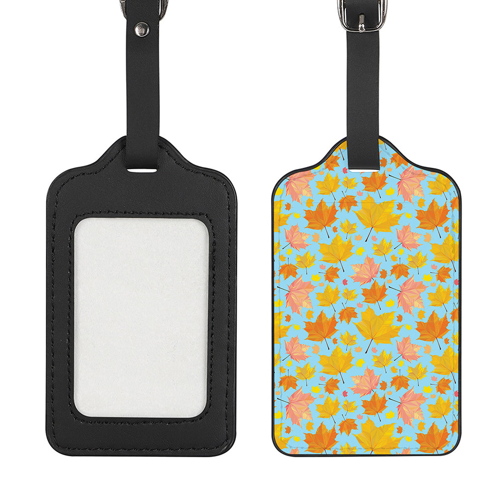 Pastel Maple Leaves Pattern Print Luggage Tag