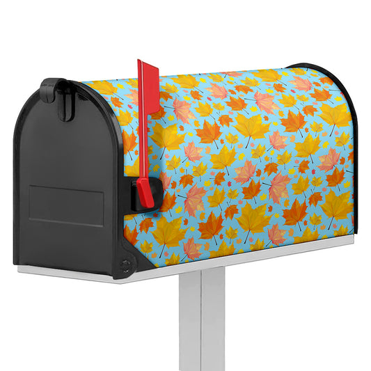 Pastel Maple Leaves Pattern Print Mailbox Cover