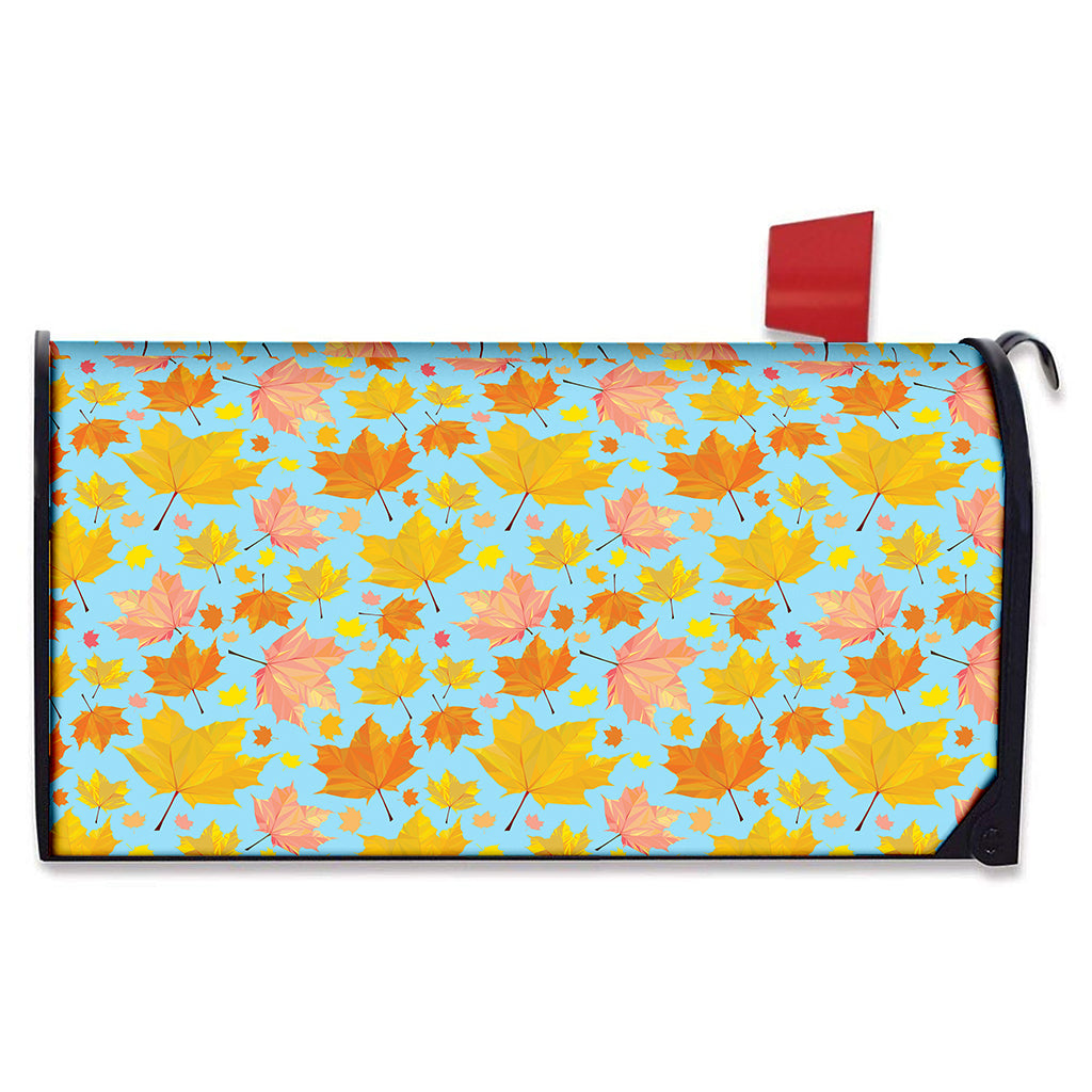 Pastel Maple Leaves Pattern Print Mailbox Cover