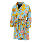 Pastel Maple Leaves Pattern Print Men's Bathrobe