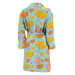 Pastel Maple Leaves Pattern Print Men's Bathrobe