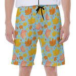 Pastel Maple Leaves Pattern Print Men's Beach Shorts