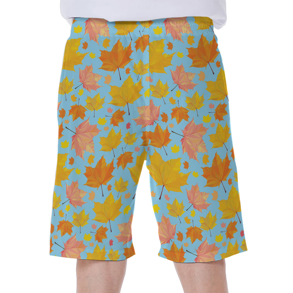 Pastel Maple Leaves Pattern Print Men's Beach Shorts