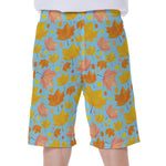 Pastel Maple Leaves Pattern Print Men's Beach Shorts