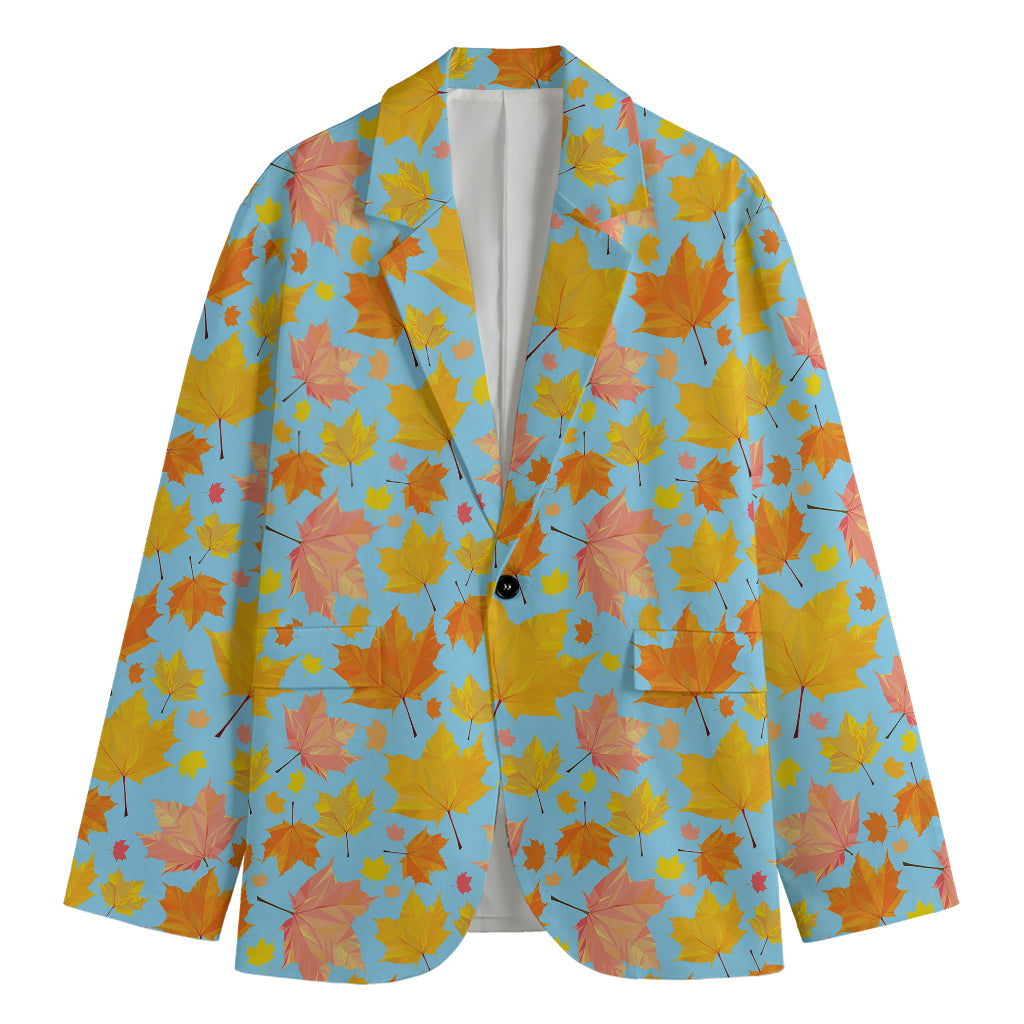 Pastel Maple Leaves Pattern Print Men's Blazer
