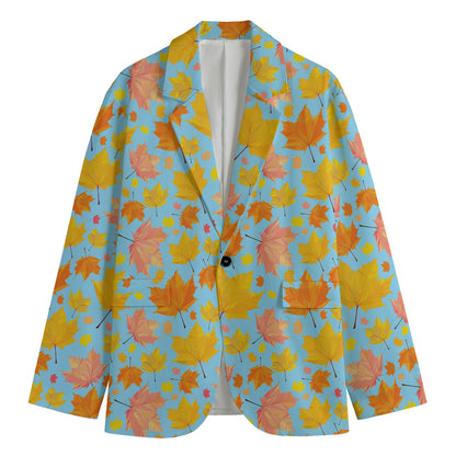 Pastel Maple Leaves Pattern Print Men's Blazer