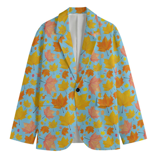 Pastel Maple Leaves Pattern Print Men's Blazer