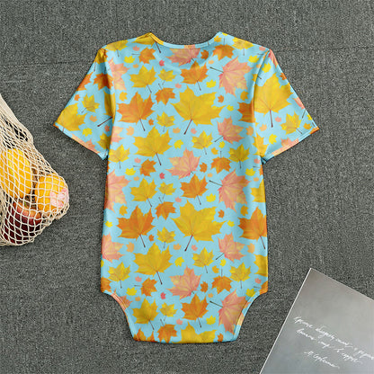 Pastel Maple Leaves Pattern Print Men's Bodysuit