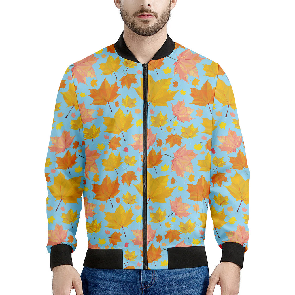 Pastel Maple Leaves Pattern Print Men's Bomber Jacket