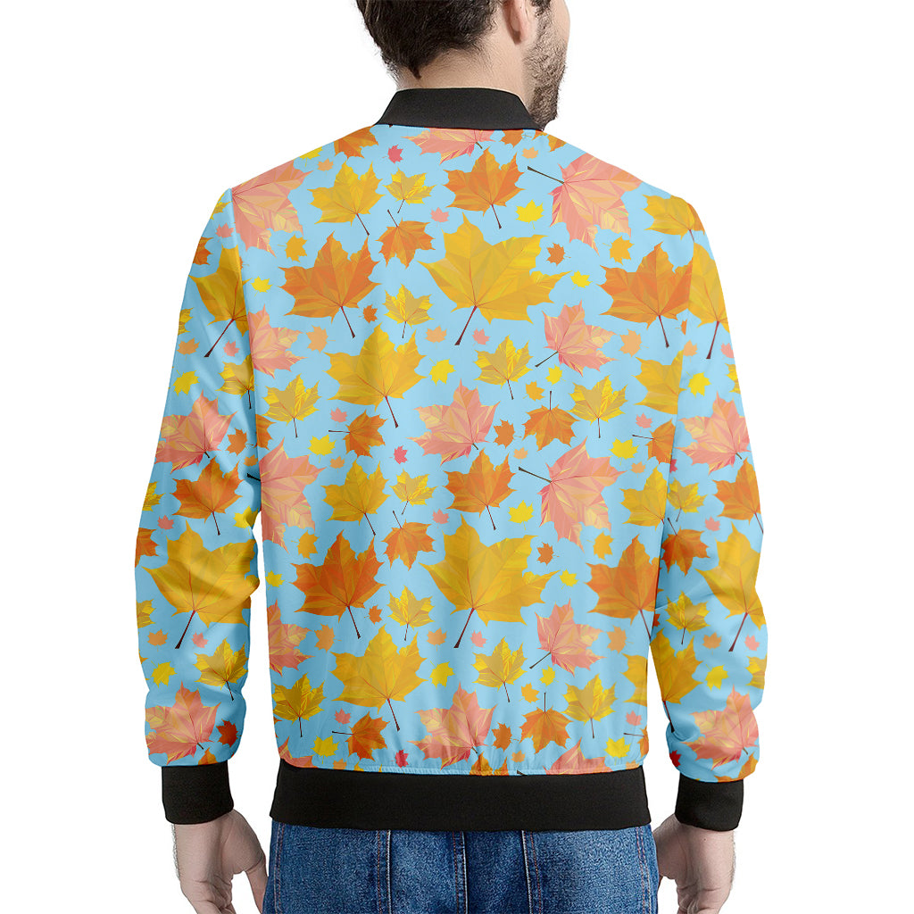 Pastel Maple Leaves Pattern Print Men's Bomber Jacket