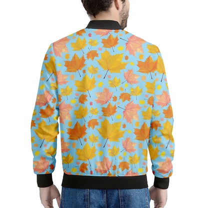 Pastel Maple Leaves Pattern Print Men's Bomber Jacket