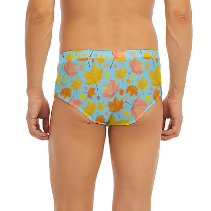 Pastel Maple Leaves Pattern Print Men's Briefs