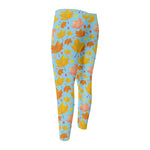 Pastel Maple Leaves Pattern Print Men's Compression Pants