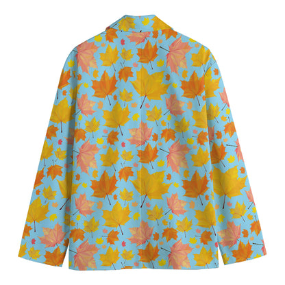 Pastel Maple Leaves Pattern Print Men's Cotton Blazer