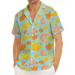Pastel Maple Leaves Pattern Print Men's Deep V-Neck Shirt