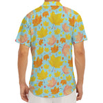 Pastel Maple Leaves Pattern Print Men's Deep V-Neck Shirt