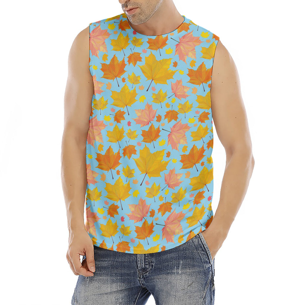 Pastel Maple Leaves Pattern Print Men's Fitness Tank Top